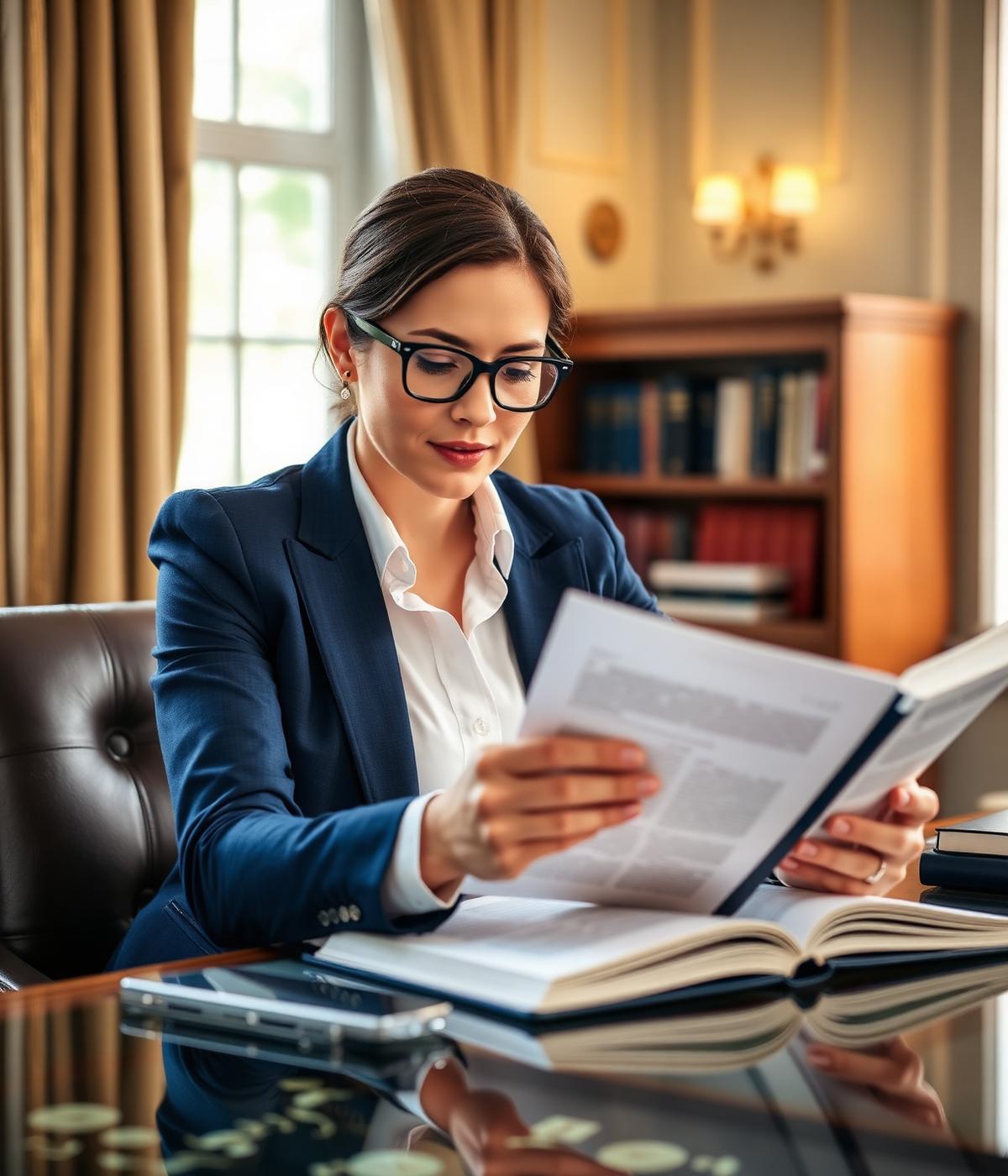 Publishing consultant reviewing a manuscript
